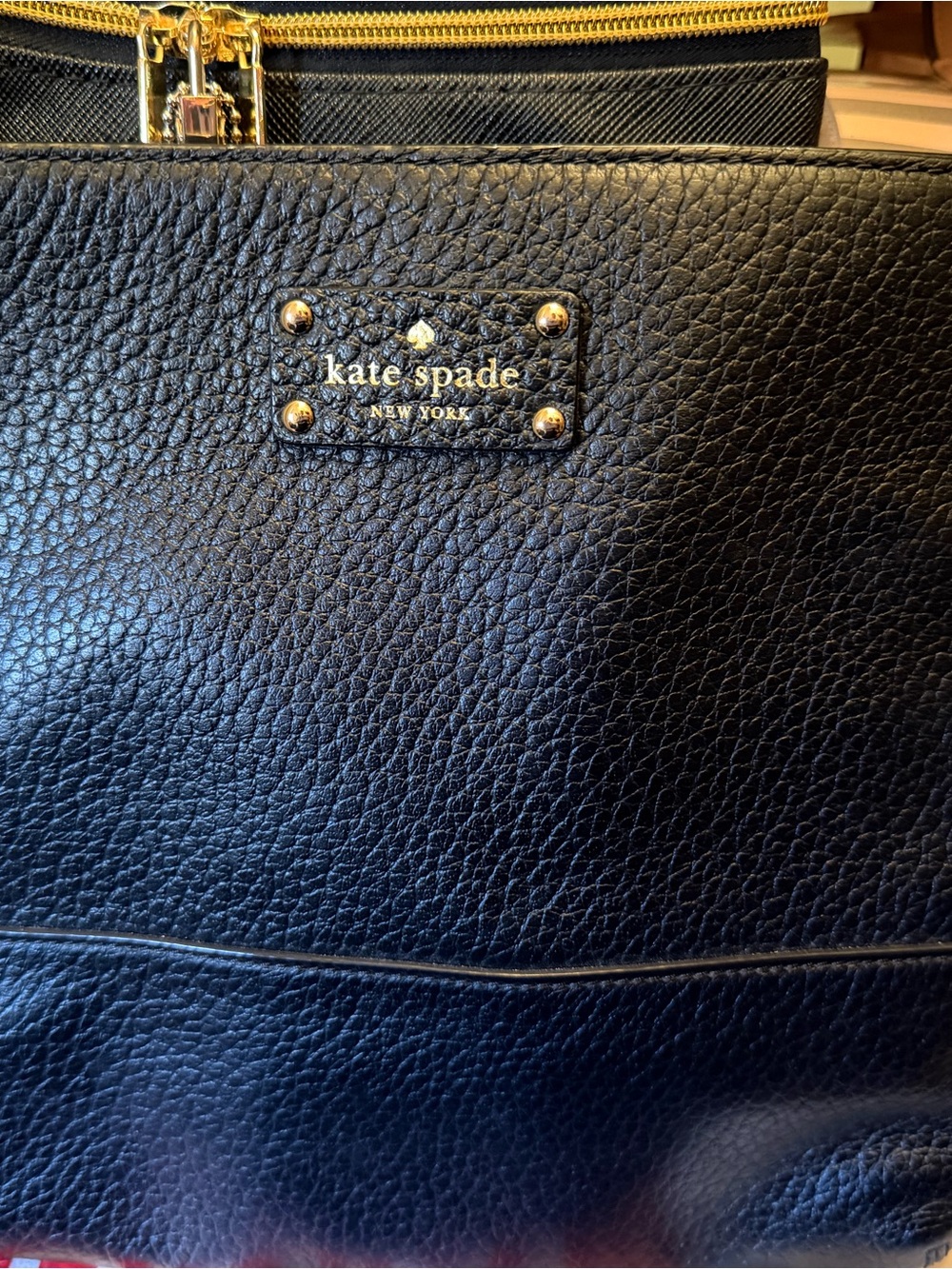 kate spade black pebbled leather shoulder bag with gold hardware